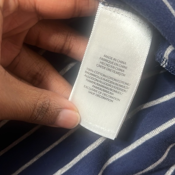 Men’s Navy Blue and White Striped Polo Ralph Lauren Shirt Size Large - Picture 3 of 7